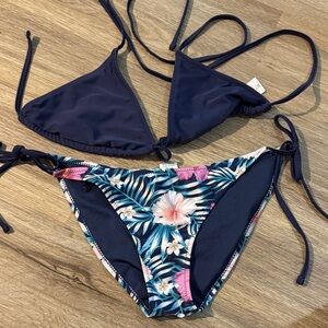 Navy and Floral Bikini Set